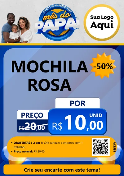 Modelo de Cartaz para Cartaz A4 Vertical com o tema Ofertas Imperdíveis Mês Do Papai para Papelaria