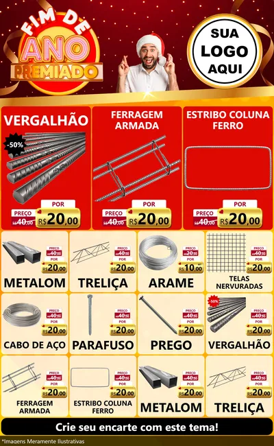 Modelo de Encarte para Encarte Grande com o tema Fim de Ano Premiado para Ferragens