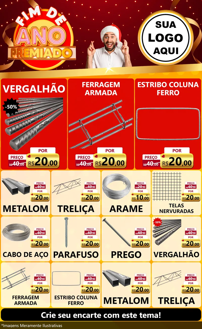 Modelo de Encarte para Encarte Grande com o tema Fim de Ano Premiado para Ferragens