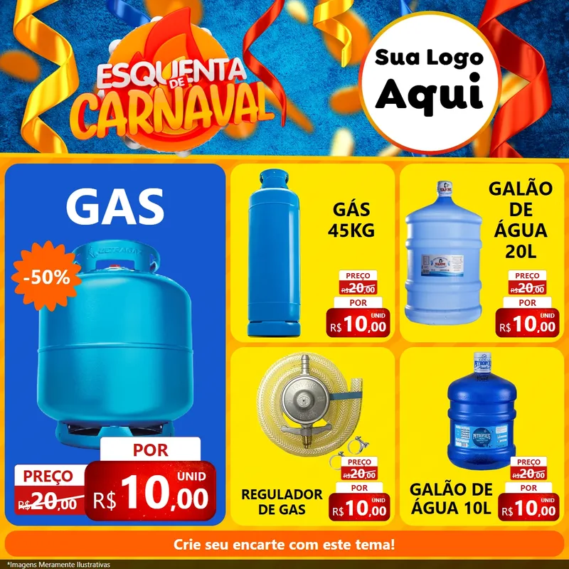 Modelo de Rede Social para Feed Facebook com o tema Esquenta de Carnaval para Água e gás