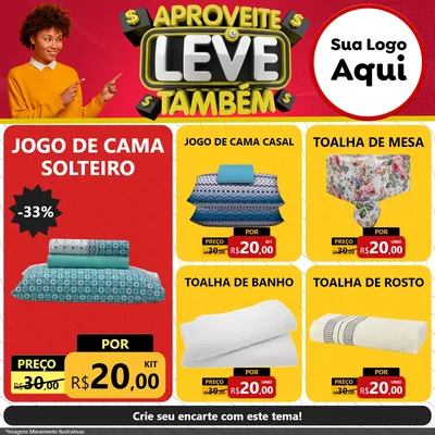 Modelo de Rede Social para Feed Facebook com o tema Aproveite e Leve Também para Cama, Mesa e Banho