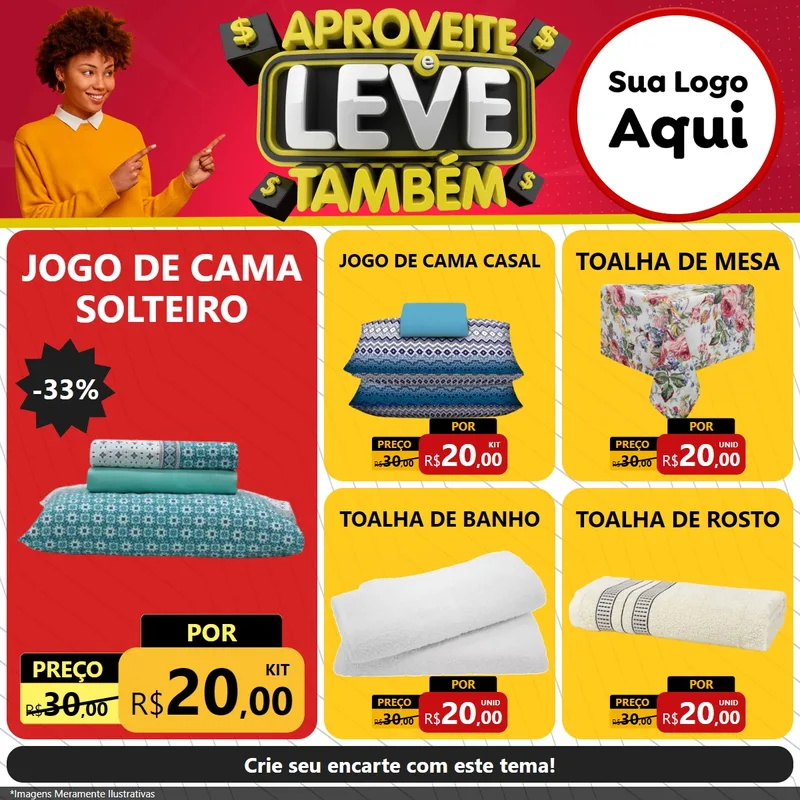 Modelo de Rede Social para Feed Facebook com o tema Aproveite e Leve Também para Cama, Mesa e Banho