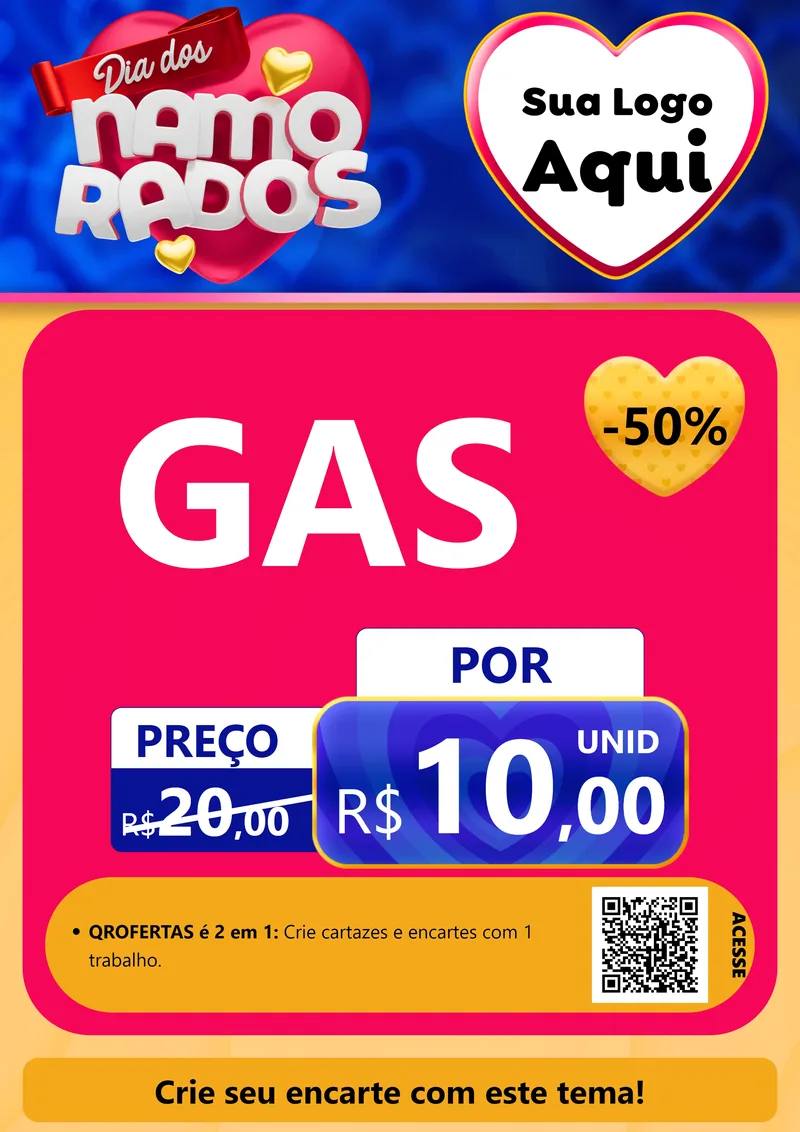 Modelo de Cartaz para Cartaz A4 Vertical com o tema Dia dos namorados para Água e gás
