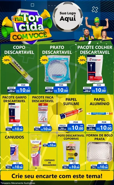 Modelo de Encarte para Encarte Grande com o tema Na Torcida Com Você - Copa para Embalagens