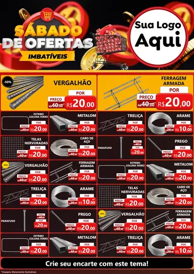 Modelo de Encarte para Encarte A4 Vertical com o tema Sábado de Ofertas Imbatíveis para Ferragens