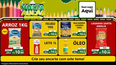 Modelo de TV para TV Horizontal com o tema Volta às Aulas para Supermercado