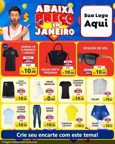 Modelo de Rede Social para Feed Instagram com o tema Abaixa Preço em Janeiro para Roupas e acessórios