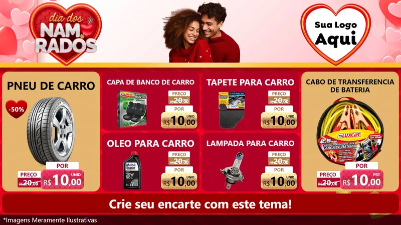 Modelo de TV para TV Horizontal com o tema Dia dos Namorados para Auto peças