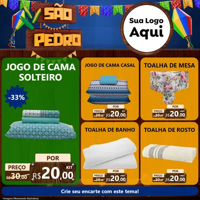Modelo de Rede Social para Feed Facebook com o tema São Pedro para Cama, Mesa e Banho