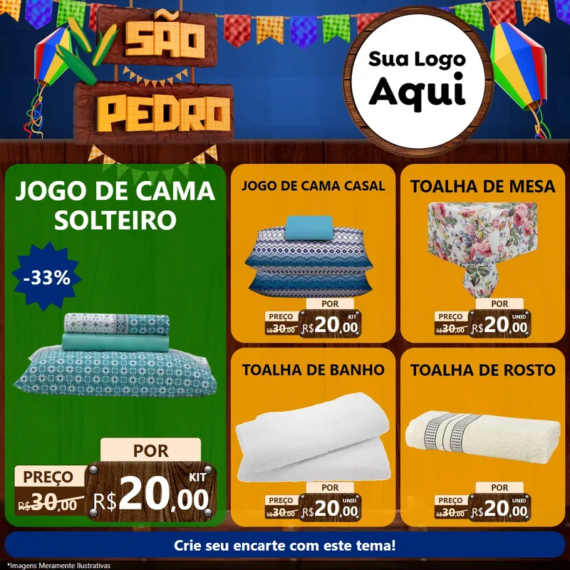 Modelo de Rede Social para Feed Facebook com o tema São Pedro para Cama, Mesa e Banho