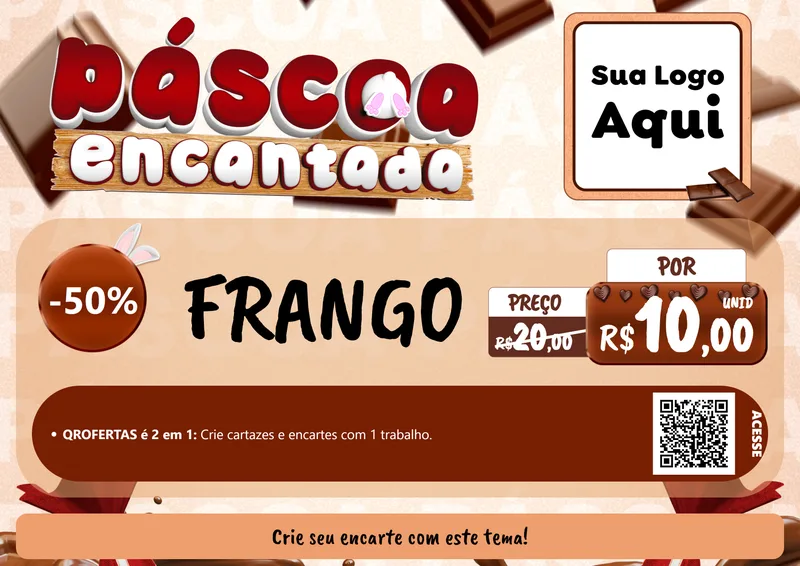 Modelo de Cartaz para Cartaz A4 Horizontal com o tema Páscoa Encantada para Assados