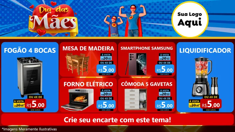 Modelo de TV para TV Horizontal com o tema Dia das Mães para Móveis e Eletro