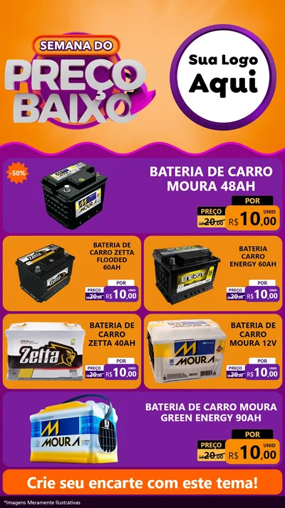 Modelo de TV para TV Vertical com o tema Semana do Preço Baixo para Baterias Elétricas