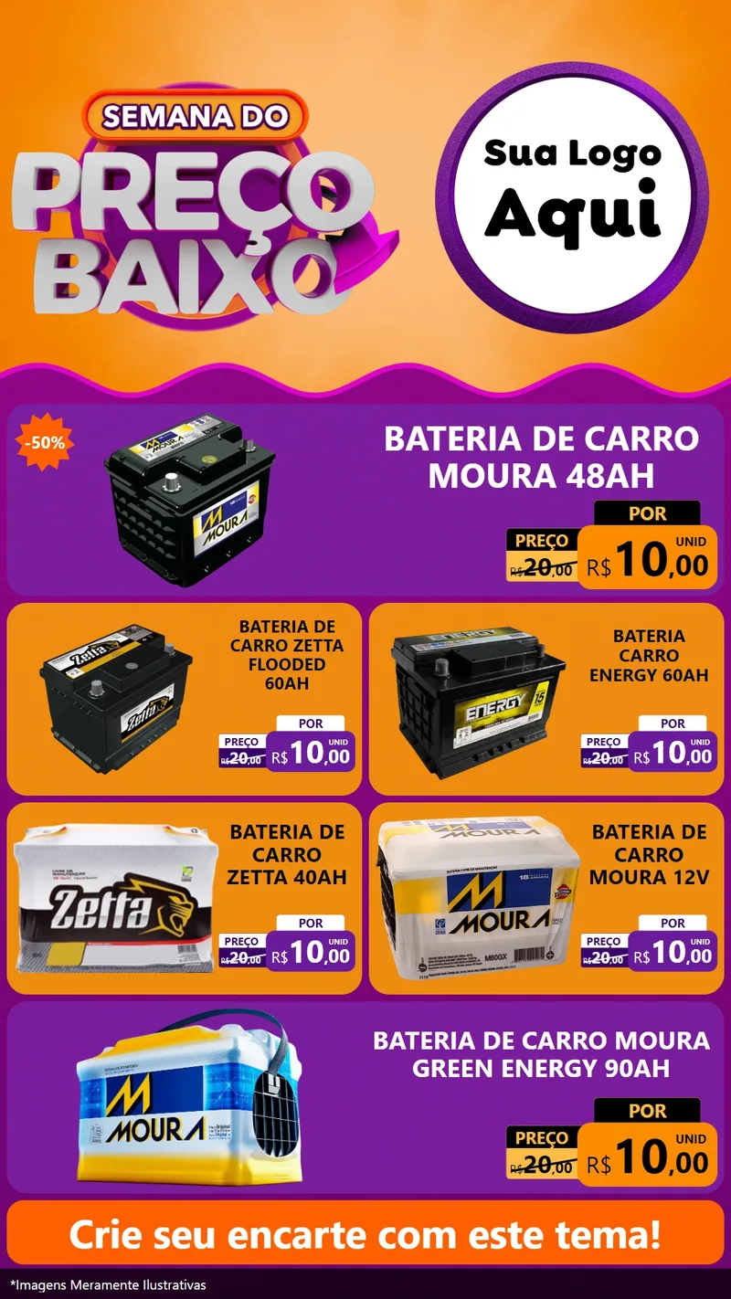 Modelo de TV para TV Vertical com o tema Semana do Preço Baixo para Baterias Elétricas