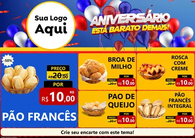 Modelo de Encarte para Encarte A4 Horizontal com o tema Aniversário para Padaria