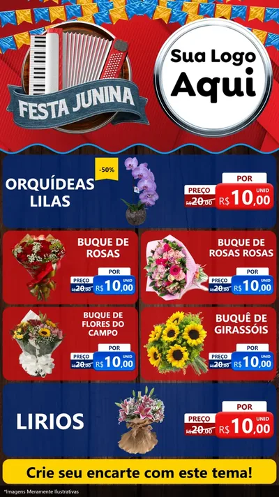 Modelo de TV para TV Vertical com o tema Festa Junina para Floricultura e jardim