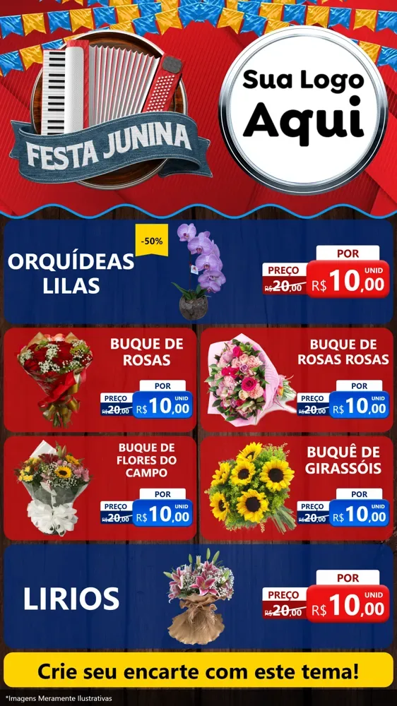 Modelo de TV para TV Vertical com o tema Festa Junina para Floricultura e jardim