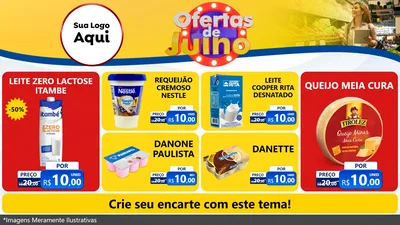 Modelo de TV para TV Horizontal com o tema Ofertas de Julho para Frios e Laticínios