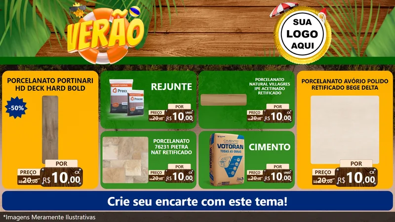Modelo de TV para TV Horizontal com o tema Verão para Pisos e revestimentos
