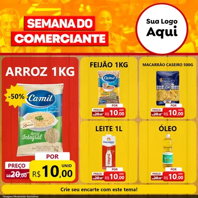 Modelo de Rede Social para Feed Facebook com o tema Semana do Comerciante para Supermercado