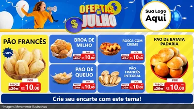 Modelo de TV para TV Horizontal com o tema Ofertas de Julho para Padaria