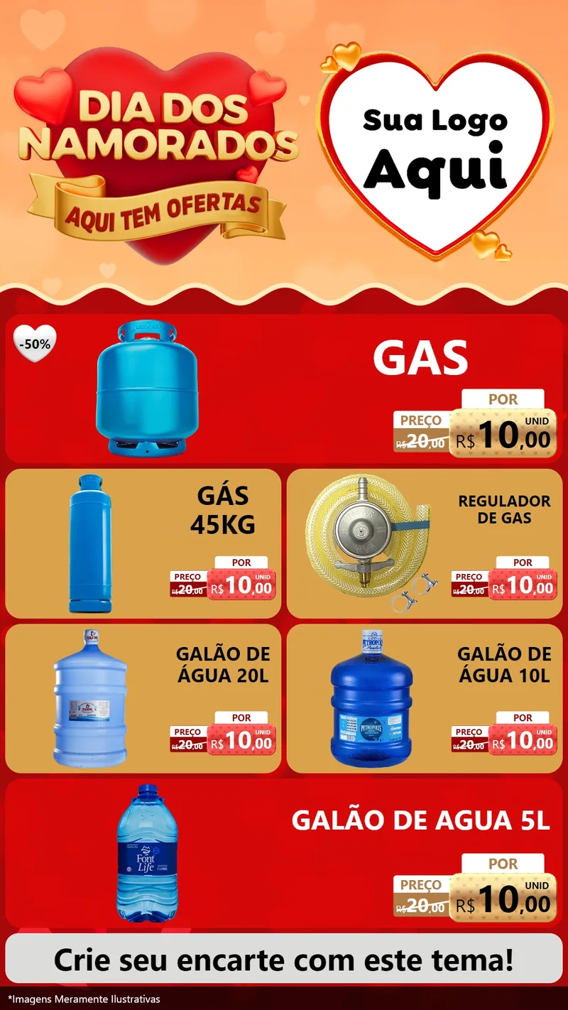 Modelo de TV para TV Vertical com o tema Dia dos Namorados - Aqui Tem Ofertas para Água e gás