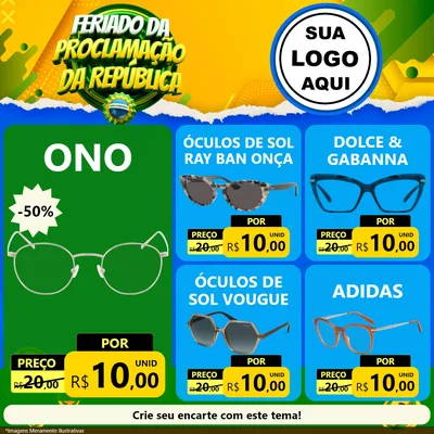 Modelo de Rede Social para Feed Facebook com o tema Feriado da Proclamação da República para Óticas