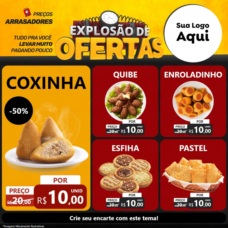 Modelo de Rede Social para Feed Facebook com o tema Explosão de Ofertas para Salgadaria