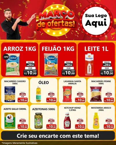 Modelo de Rede Social para Feed Instagram com o tema Março de Ofertas! para Supermercado