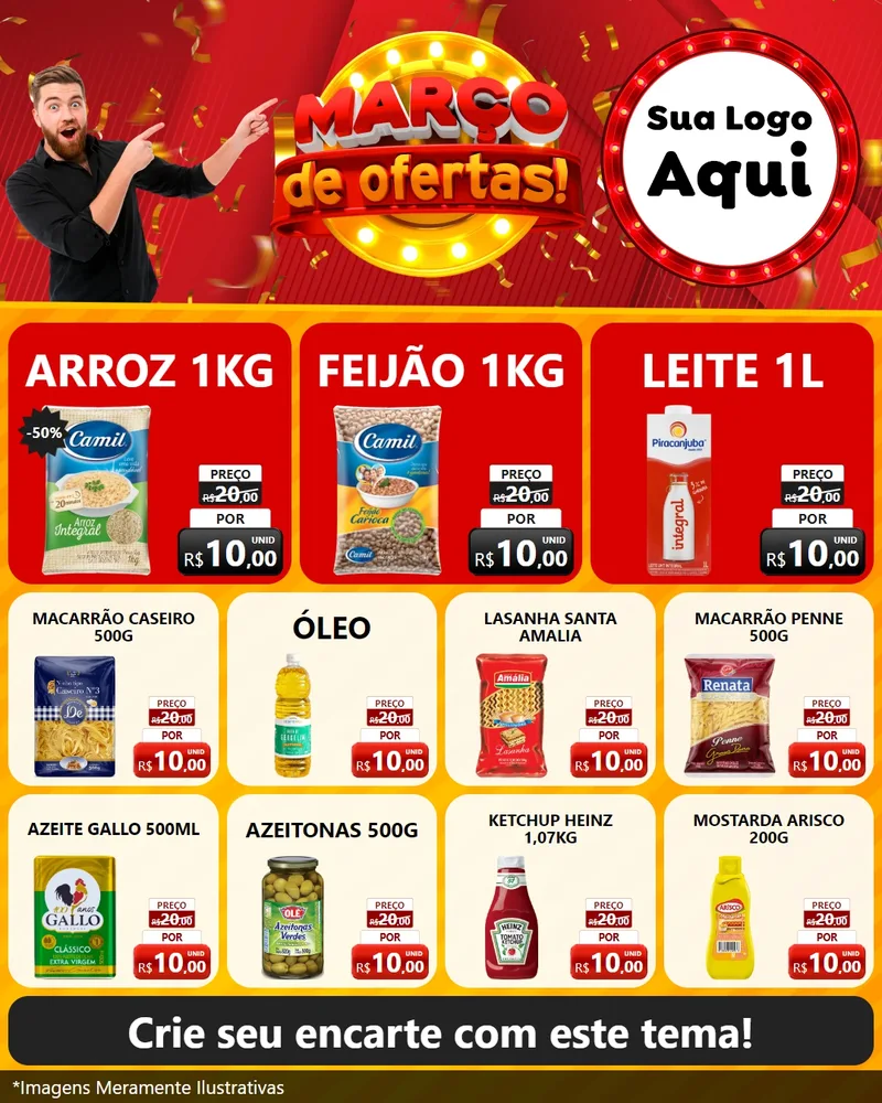 Modelo de Rede Social para Feed Instagram com o tema Março de Ofertas! para Supermercado