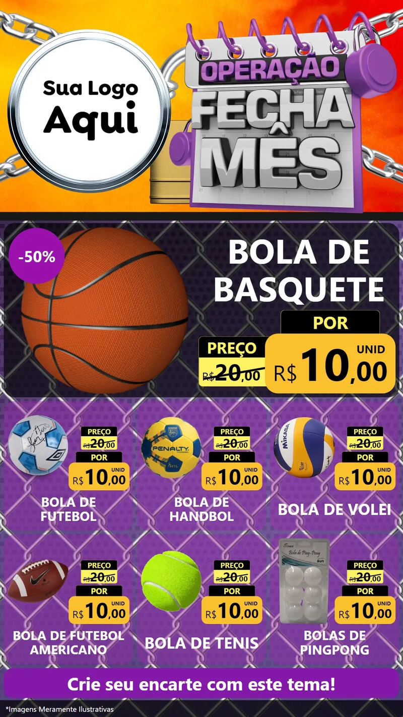 Modelo de Rede Social para Stories com o tema Operação Fecha Mês para Artigos Esportivos