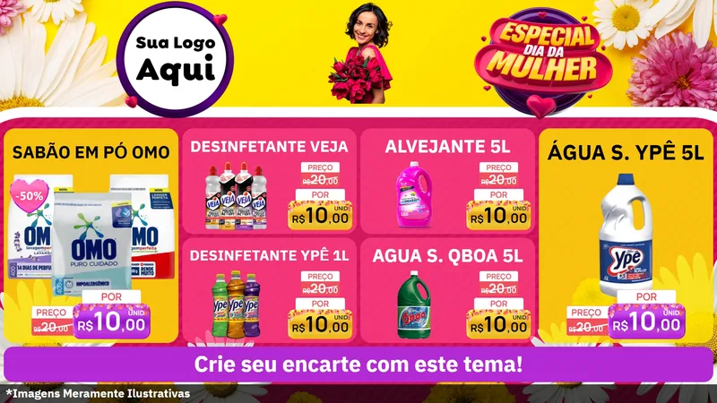 Modelo de TV para TV Horizontal com o tema Especial Dia da Mulher para Produtos de Limpeza