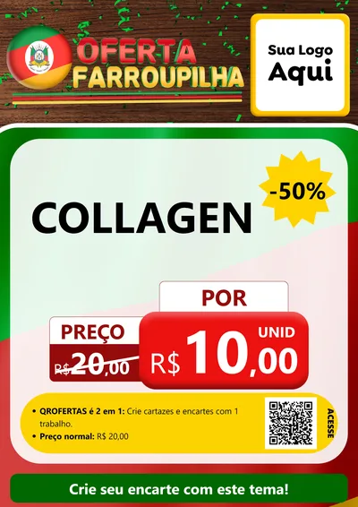 Modelo de Cartaz para Cartaz A4 Vertical com o tema Oferta Farroupilha para Suplementos alimentares