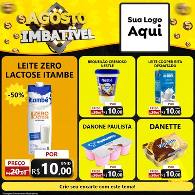 Modelo de Rede Social para Feed Facebook com o tema Agosto Imbatível para Frios e Laticínios