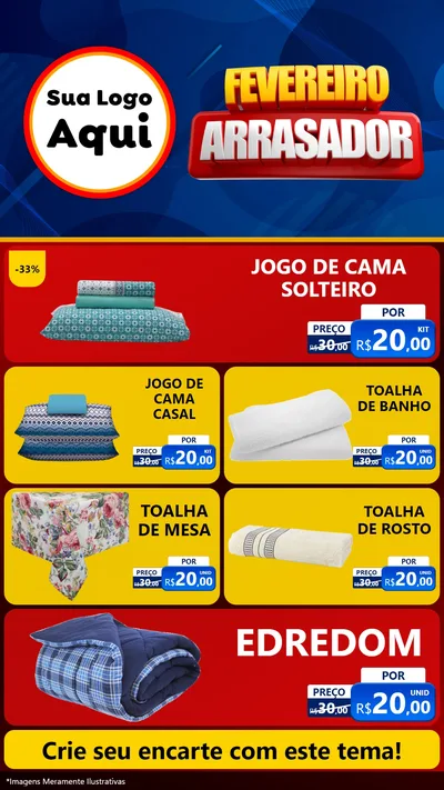 Modelo de TV para TV Vertical com o tema Fevereiro Arrasador para Cama, Mesa e Banho
