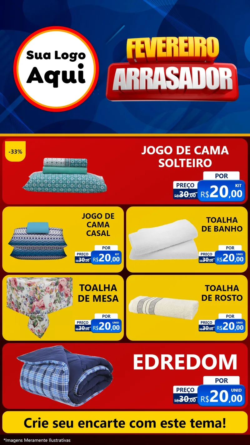 Modelo de TV para TV Vertical com o tema Fevereiro Arrasador para Cama, Mesa e Banho