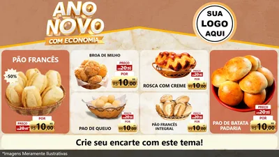 Modelo de TV para TV Horizontal com o tema Ano Novo Com Economia para Padaria