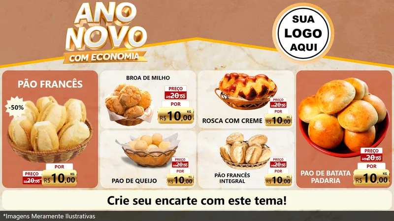 Modelo de TV para TV Horizontal com o tema Ano Novo Com Economia para Padaria