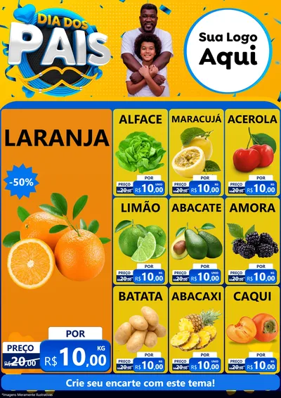 Modelo de Encarte para Encarte A4 Vertical com o tema Dia dos Pais para Hortifrúti