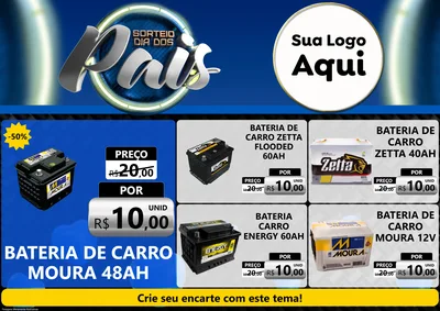 Modelo de Encarte para Encarte A4 Horizontal com o tema Sorteio Dia Dos Pais para Baterias Elétricas
