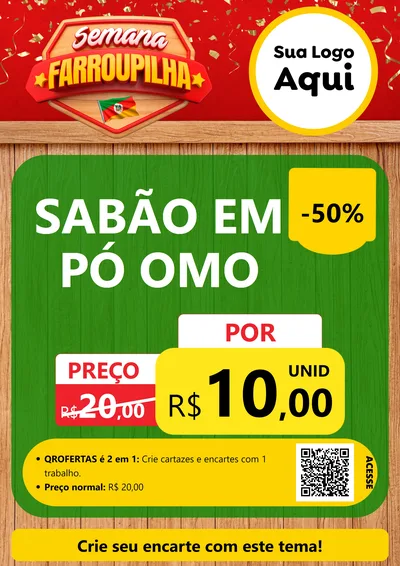 Modelo de Cartaz para Cartaz A4 Vertical com o tema Semana Farroupilha para Produtos de Limpeza