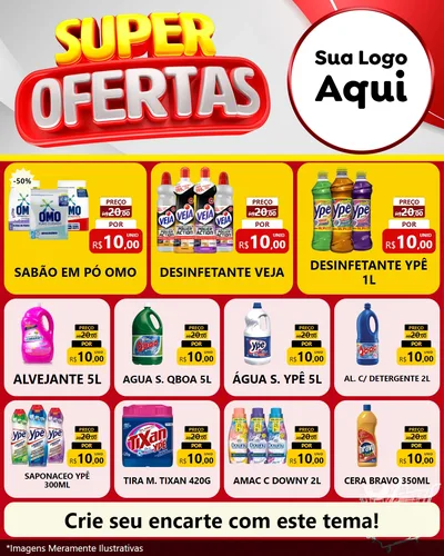 Modelo de Rede Social para Feed Instagram com o tema Super Ofertas para Produtos de Limpeza