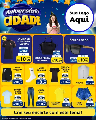 Modelo de Rede Social para Feed Instagram com o tema Aniversário da Cidade para Roupas e acessórios