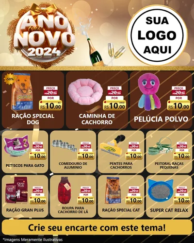 Modelo de Rede Social para Feed Instagram com o tema Feliz Ano Novo 2027 para Pet Shop