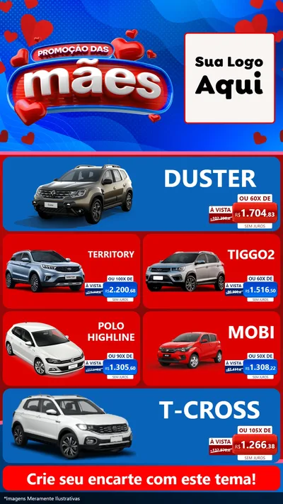 Modelo de TV para TV Vertical com o tema Promoção das Mães para Concessionaria de Carros