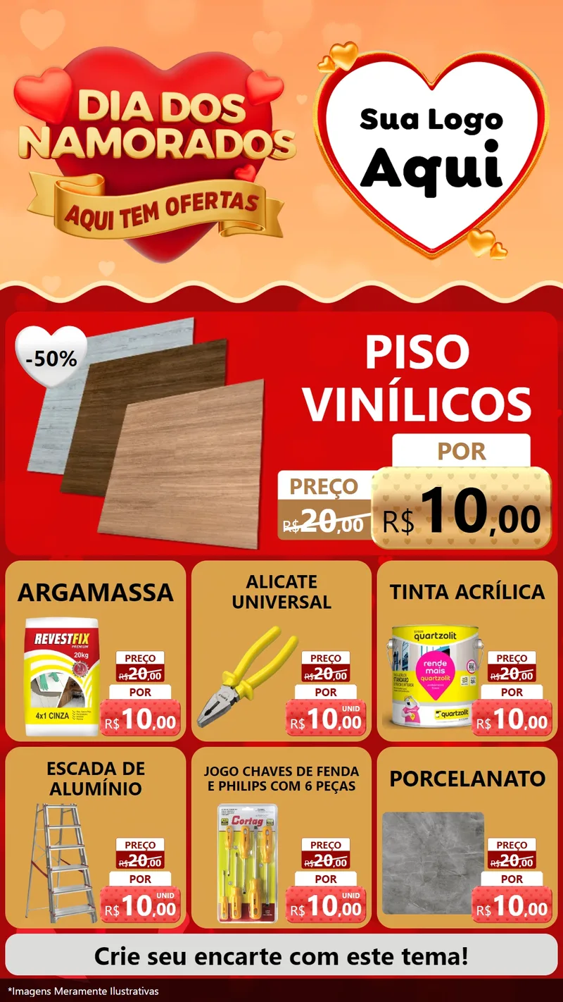 Modelo de Rede Social para Stories com o tema Dia dos Namorados - Aqui Tem Ofertas para Material para Construção
