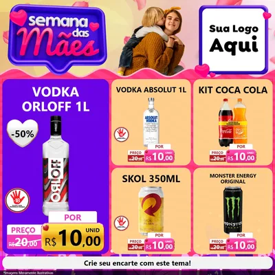 Modelo de Rede Social para Feed Facebook com o tema Semana das Mães para Distribuidora de bebidas