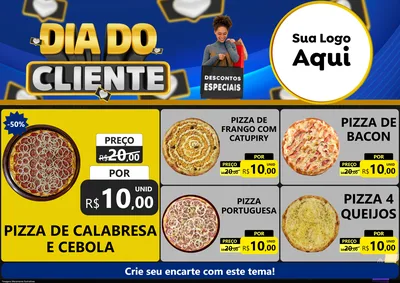 Modelo de Encarte para Encarte A4 Horizontal com o tema Dia Do Cliente para Pizzaria