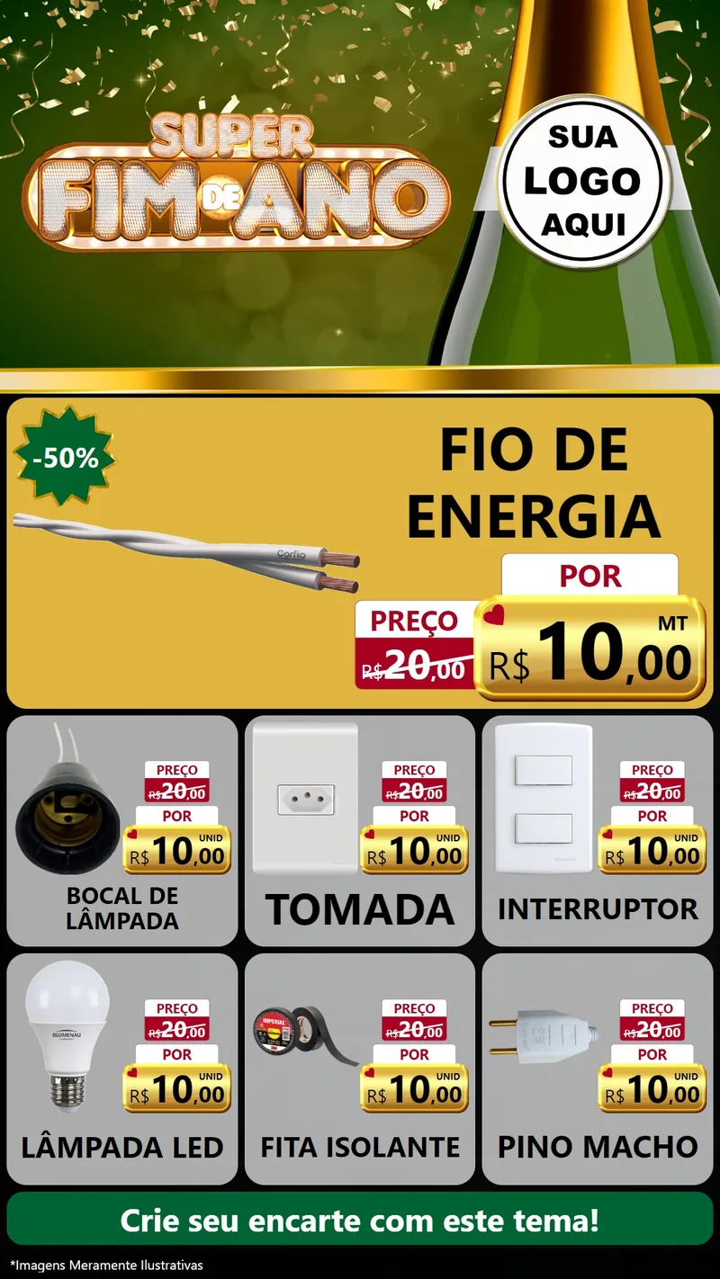 Modelo de Rede Social para Stories com o tema Super Fim de Ano para Materiais Elétricos