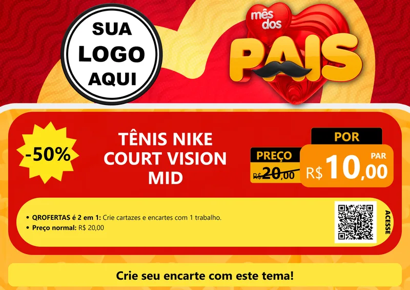 Modelo de Cartaz para Cartaz A4 Horizontal com o tema Mês Dos Pais para Calçados